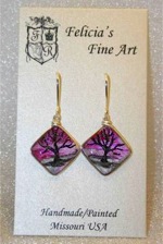 "Raspberry Sunset" Series - Tree Earrings