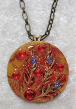 "Red Peacock Feathers" Series -  Necklace