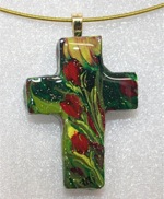 "Evening Tulips" Series - Floral Cross Necklace