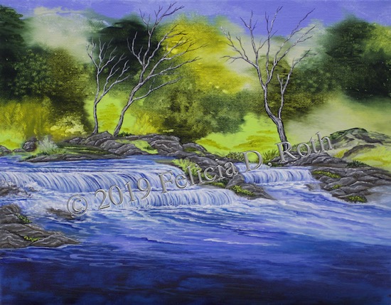 Gentle Falls Painting by Felicia D. Roth wtmk