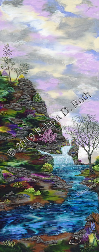 Fantasy Falls Painting by Felicia Roth wtmk rdcd