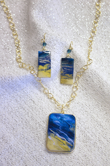 Pacific Blue Series Hand Crafted Necklace &#38; Earring Set by Felicia D. Roth web