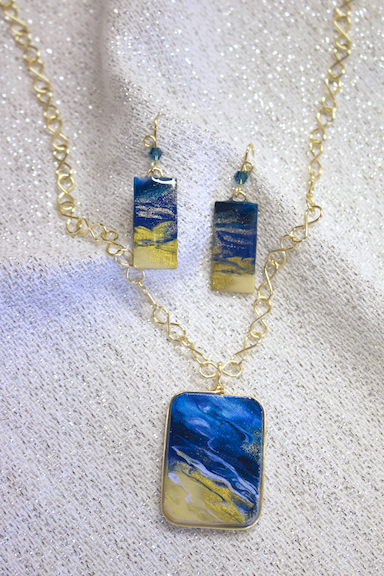 Pacific Blue Series Hand Crafted Necklace & Earring Set by Felicia D. Roth web