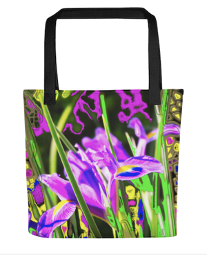 "Garden Gems" - Iris - Bliss Art Style Tote Bag - by Felicia Roth
