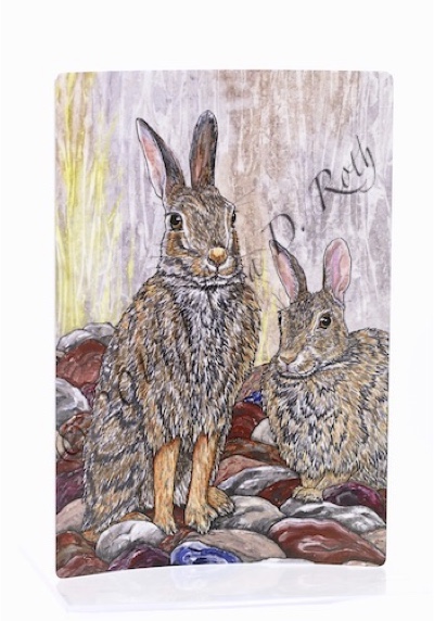"Bunnies Rock" Metal Art Print by Felicia D. Roth