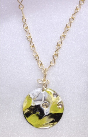 "Modern Summer" - Hand Painted Necklace by Felicia D. Roth