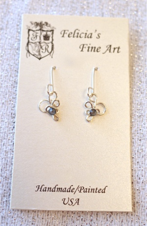 Metal & Gray Crystal earrings by Felicia D. Roth