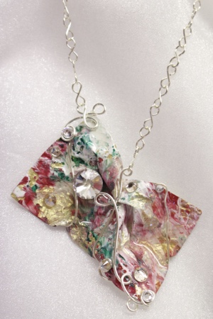 "Sculpture" Series - Hand Painted Asymetrical Necklace by Felicia D. Roth