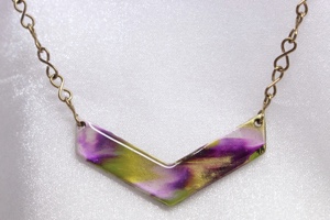 "Chevron Wisp" Series -  Hand Painted Necklace by Felicia D. Roth