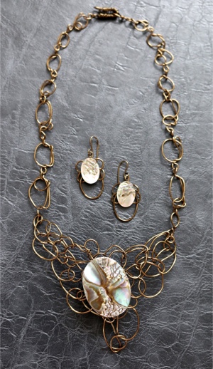 "Wild Woven" Series - Necklace & Earring Set with Abalone