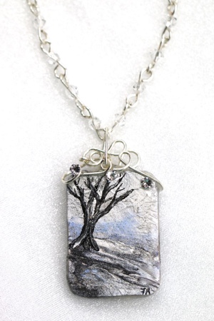 "Winter Wonder" Series - Hand Painted Necklace by Felicia D. Roth