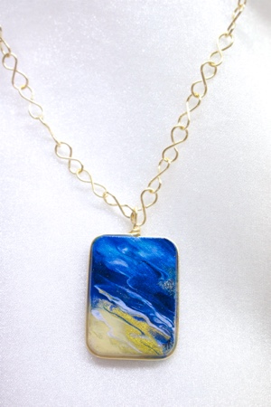 "Pacific Blue" Series - Hand Painted Necklace by Felicia D. Roth