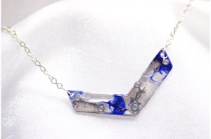 "Chevron Blue" Series - Hand Painted Necklace by Felicia D. Roth