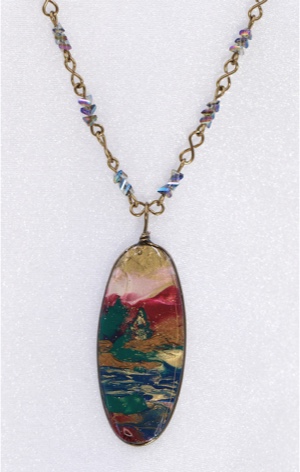 "View A Dream" Series - Hand Painted Necklace by Felicia D. Roth