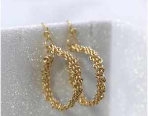 Basket Weave Open Hoop Earrings by Felicia D. Roth