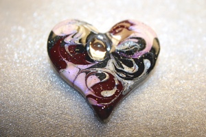 "Raspberry Swirl" Series - Hand Painted Contemporary Heart Pin/Brooch
