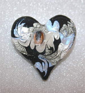 "Fashion Dream" Series -  Hand Painted Contemporary Heart Pin/Brooch