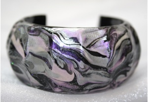 "Night Chic" Series - Hand Painted Contemporary Cuff Bangle Bracelet