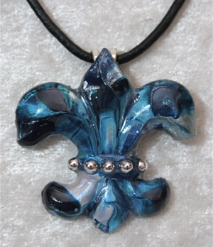 "Water" Series - Hand Painted Fleur-de-Lis Necklace 