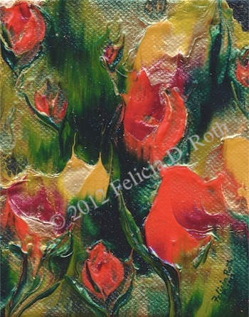 "Orange Blooms" - Mini Painting by Felicia D. Roth