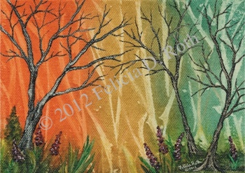 "Enter Illuminated Forest" - Mini Painting by Felicia D. Roth
