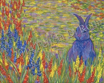 "Bright Bunny Day" - Painting by Felicia D. Roth