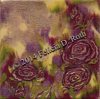 "Cranberry Roses" - Mini Painting by Felicia D. Roth