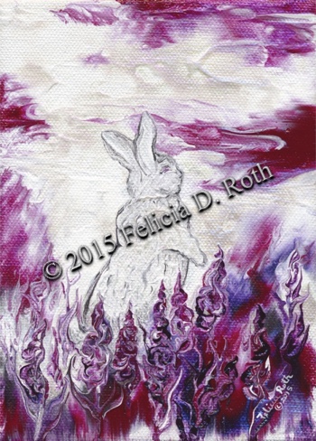 "Dreamy Bunny" - Mini Painting by Felicia D. Roth
