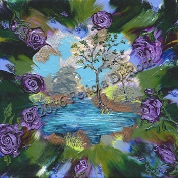 "View Through Roses" Painting by Felicia D. Roth