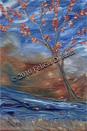 "Copper Leafed Tree" - Mini Painting by Felicia D. Roth